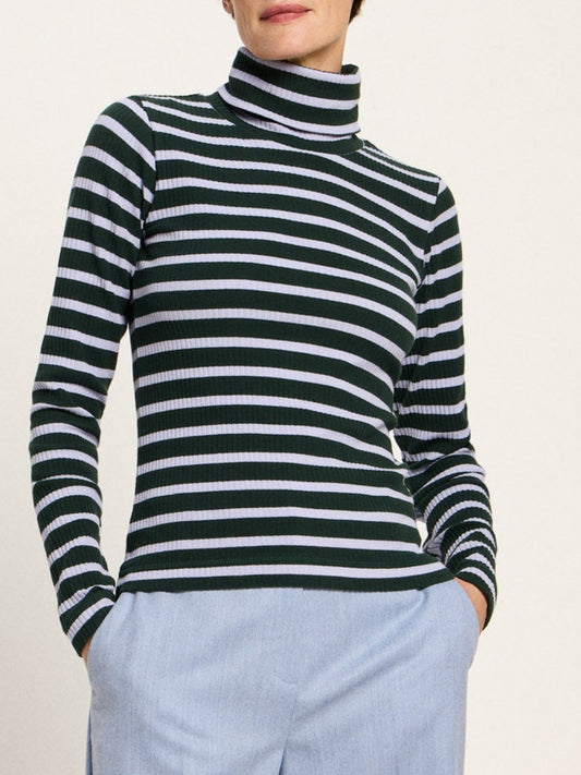 Streifen-Rollkragenshirt