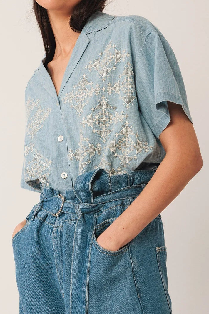 Embroidered Denim Shirt
